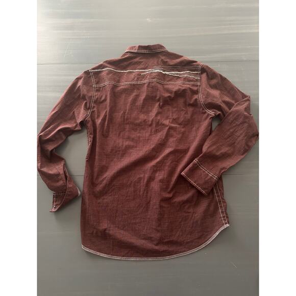 Pearl Snap Buckle Black Embroidered Western Button Down Skirt Size Med Burgundy - Picture 11 of 11